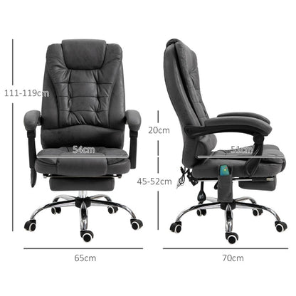 Bureaustoel Massage – Werkstoel Ergonomisch Stoel Bureaustoel Relaxstoel – Met Afstandsbediening – Verstelbare Hoofdsteun en Lendensteun – 6-Punt Voetensteun – Grijs Stof – Metaal Frame – Geen Hout – Gemakkelijke Montage