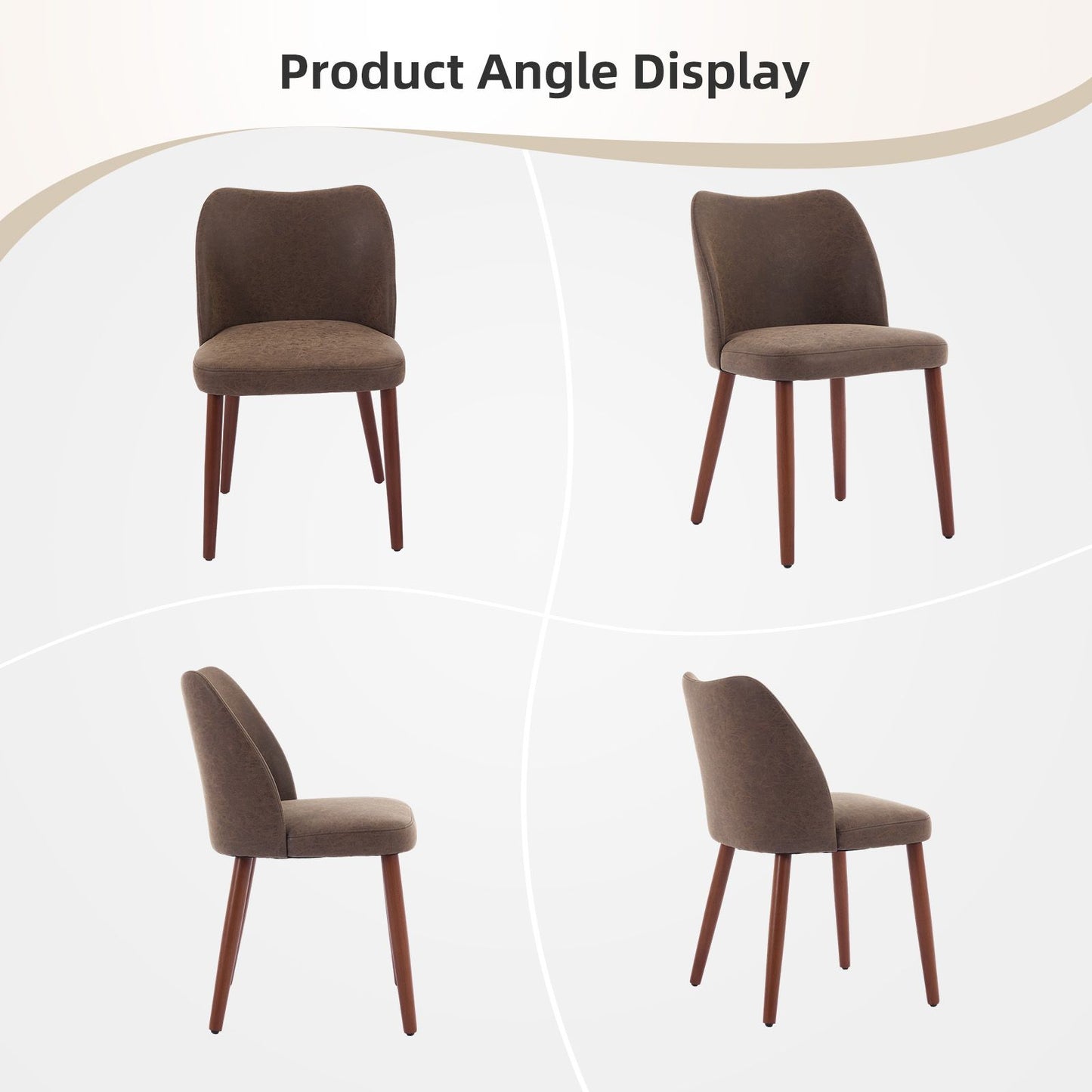 Set of 2 Upholstered Dining Chairs with Wood Legs | Wing Backrest, Thick Cushions, Leveling Feet, Rustic Style, Hardwood Material, Mixed Color for Dining and Living Room