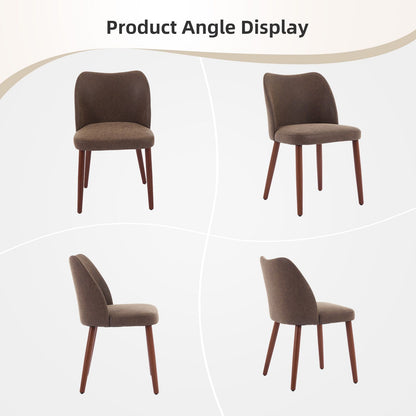 Set of 2 Upholstered Dining Chairs with Wood Legs | Wing Backrest, Thick Cushions, Leveling Feet, Rustic Style, Hardwood Material, Mixed Color for Dining and Living Room