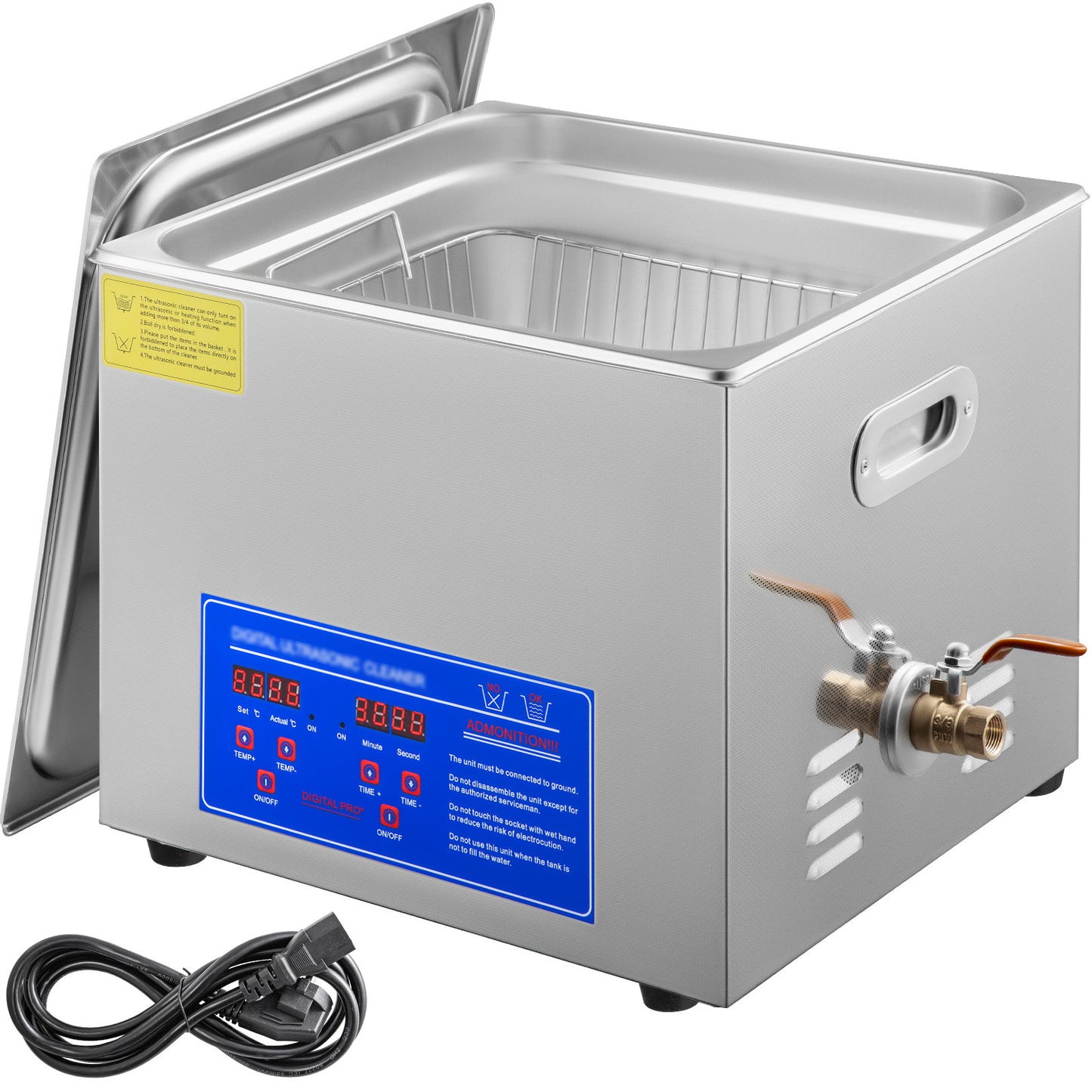 Ultrasone Reinigingsmachine – Ultrasoon Cleaner – Sieraden Reiniger – RVS Reinigingsapparaat – Digitale Timer – 15 Liter Inhoud – Roestvrij Staal & Verwarming