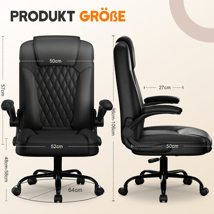 Kaluote Ergonomic Office Chair | Breathable, Softly Padded, 90/120° Rocking, Pressure Relief, Load Capacity Up To 120 Kg, Synthetic Faux Leather, Manual Recliner for Home Office