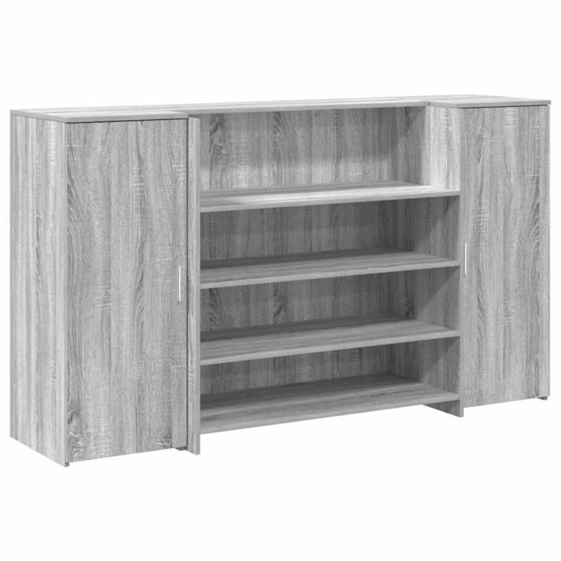 Receptiebalie – Ontvangstbalie – Balie – Kantoorbalie – Houten Balie – Ruim Werkblad 180x50x103,5 cm – Duurzaam Houtfineer Grijs-Wit