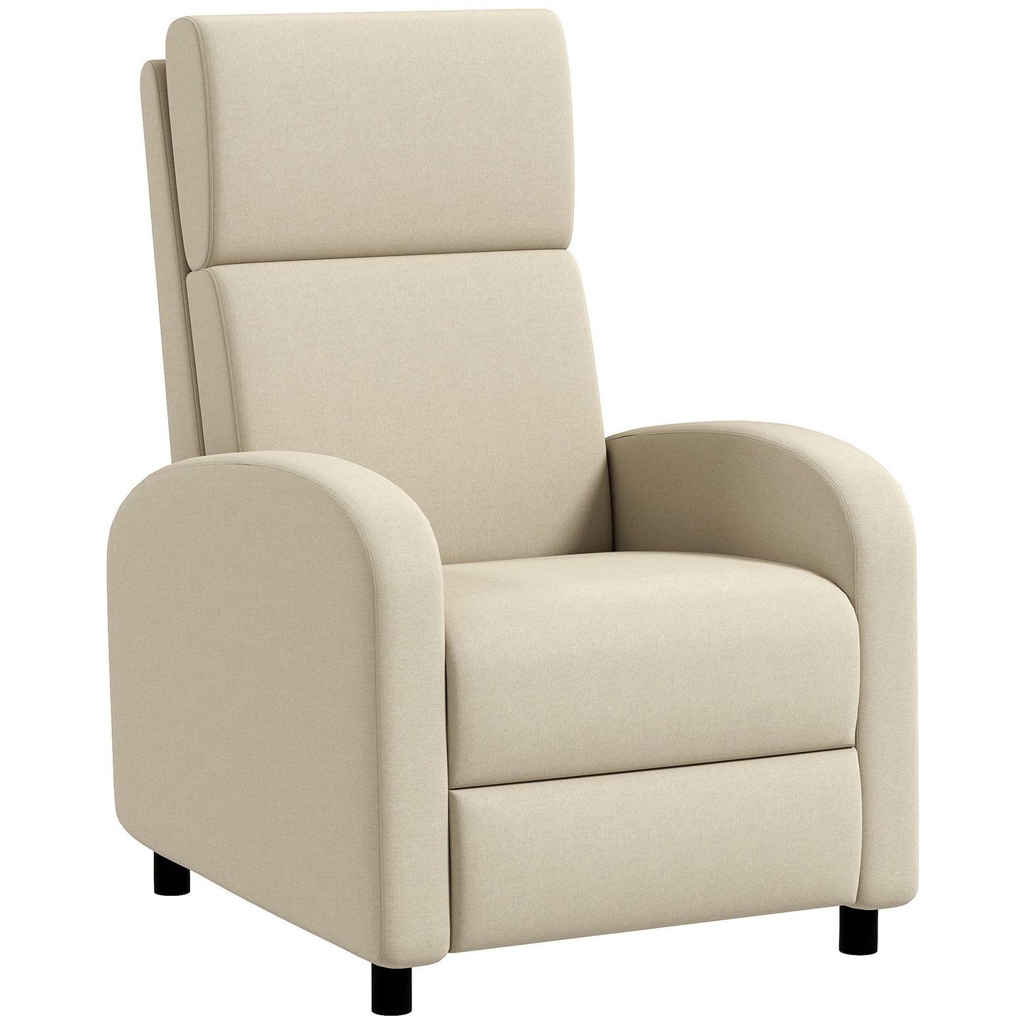 Relaxfauteuil – Relaxstoel – TV Stoel – Verstelbare Stoel – Fauteuil Crème – Verstelbare Rugleuning Tot 160° – Opklapbare Voetensteun