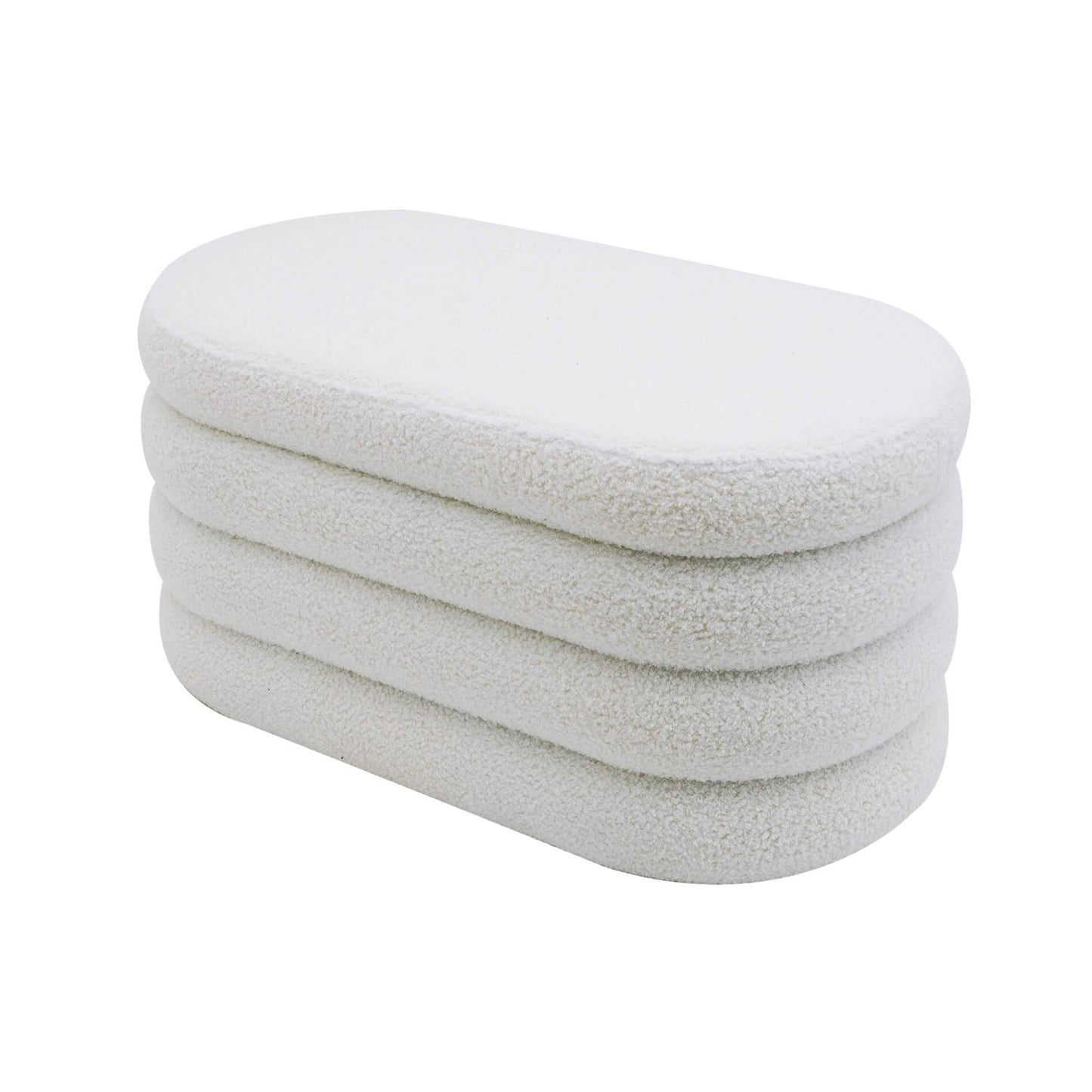 Rebecca Mobile Pouf, Long Oval Pouf, White Orange Green Grey, Polyester Fabric MDF, with Storage Compartment, for Living Room Bedroom - Measurements Hxlxp: 38 X 76 X 38 Cm