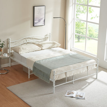 Metalen Bed – Stalen Bed – Kinderbed – Eenpersoonsbed – Tweepersoonsbed – Mat Wit – 140 x 200 cm – Stevig Metalen Frame – Inclusief Lattenbodem
