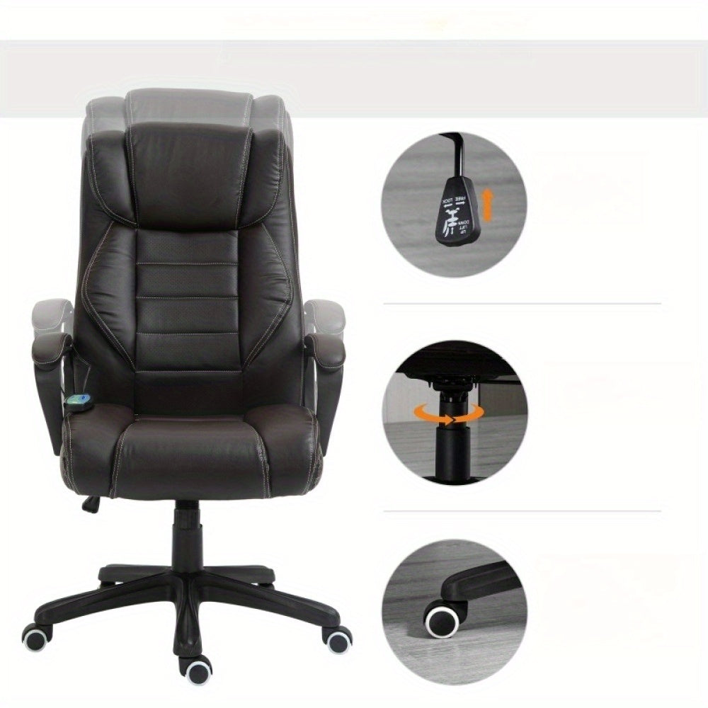 Bureaustoel – Ergonomische Stoel – Office Chair – Gamerstoel – Bureaukruk – Verstelbare Hoogte – Lendensteun & Hoofdsteun – Stevig Metaal Frame – Vijfwielige Draaivoet – Gevoerde Armleuningen – Zwart