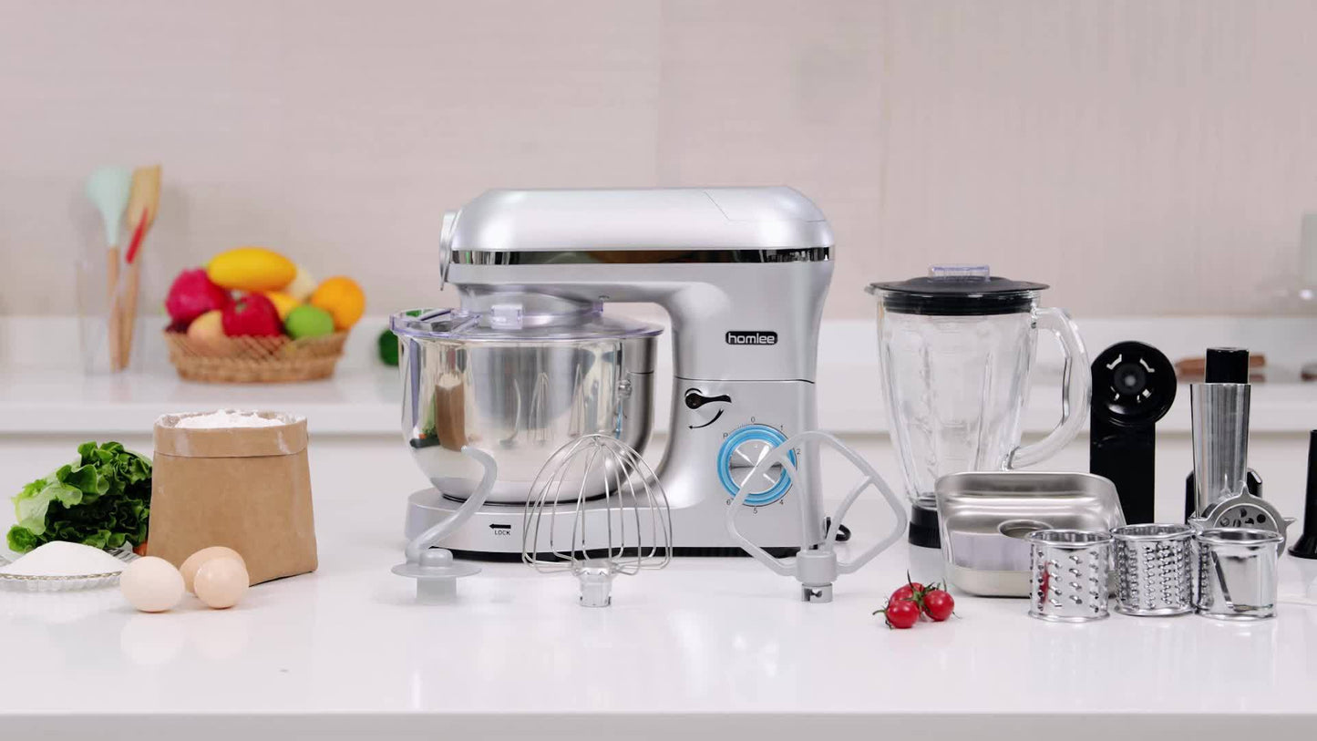 Keukenmachine – Keukenmixer – Keukenrobot – Foodprocessor – Mixer – 2000W Motor – 5,5L RVS Mengkom – 1,5L Glazen Blender