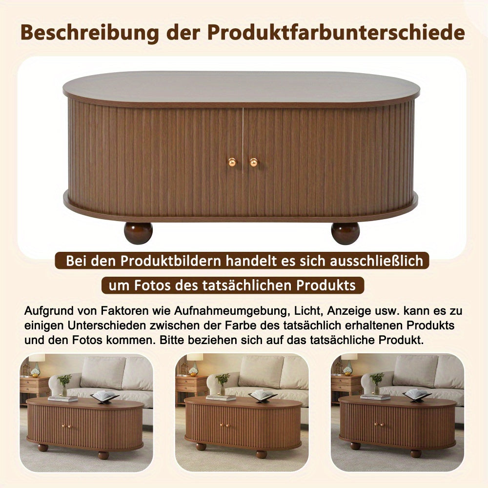 Salontafel – Woonkamertafel – Koffietafel – Tafel – Salontafeltje – Walnootlook – Schuifdeur Met 360° Draaifunctie – Compact 100x50x40 cm