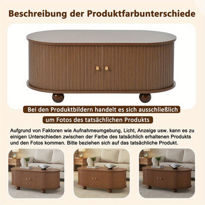 Salontafel – Woonkamertafel – Koffietafel – Tafel – Salontafeltje – Walnootlook – Schuifdeur Met 360° Draaifunctie – Compact 100x50x40 cm