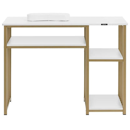 Cosmetic Manicure Desk with Hand Rest, 110 x 46 cm - White Gold