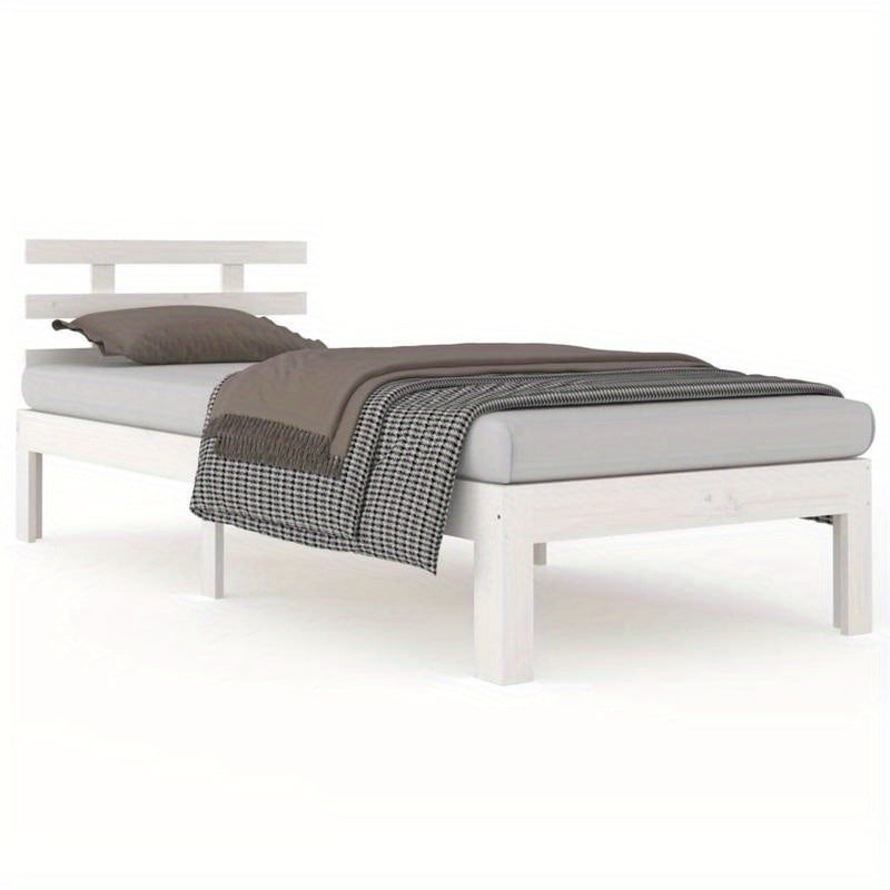 Bedframe – Eenpersoonsbed – Ledikant – Houten Bed – Slaapbank – Massief Hout – Wit – 90x200 cm – Duurzaam & Eenvoudige Montage