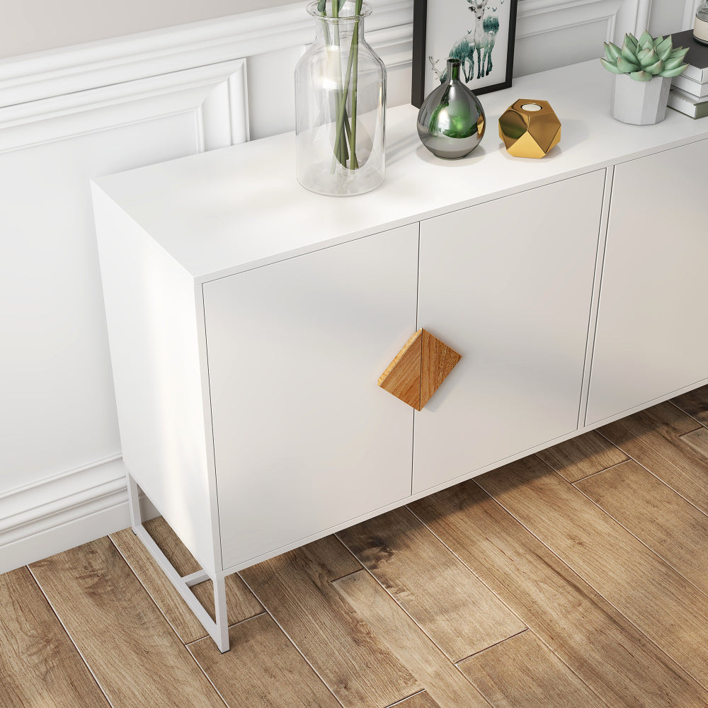Dressoir – Kast – Opbergkast – Sideboard – Buffetkast – Modern Wit 4-Deurs – MDF Met UV-Laag – Ruime Opbergruimte Met Vierkante Handgrepen