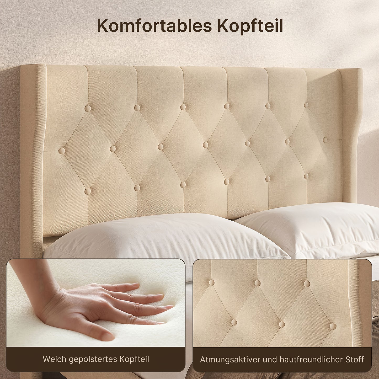 Tweepersoonsbedframe – Bedframe – Ledikant – Slaapbed – Onderbedkast – Modern Design – 140x200 cm – Hout & Metaal – 20 cm Opbergruimte