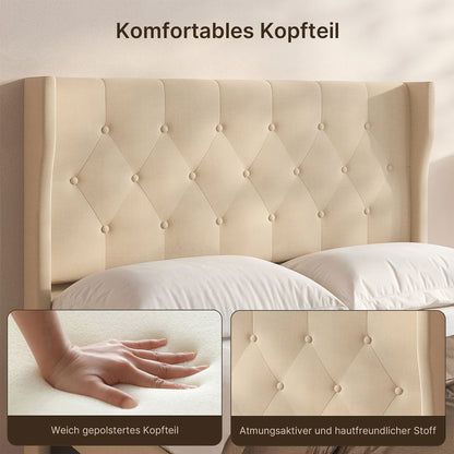 Tweepersoonsbedframe – Bedframe – Ledikant – Slaapbed – Onderbedkast – Modern Design – 140x200 cm – Hout & Metaal – 20 cm Opbergruimte