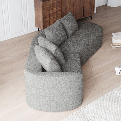 Moderne Loungebank – Sectional Sofa – Hoekbank – Modulair Sofa – Chenille Bank – 4-Zits Oversized – Donkergrijs Zwart – Plush Kussens – Stalen Frame – Geen Montage
