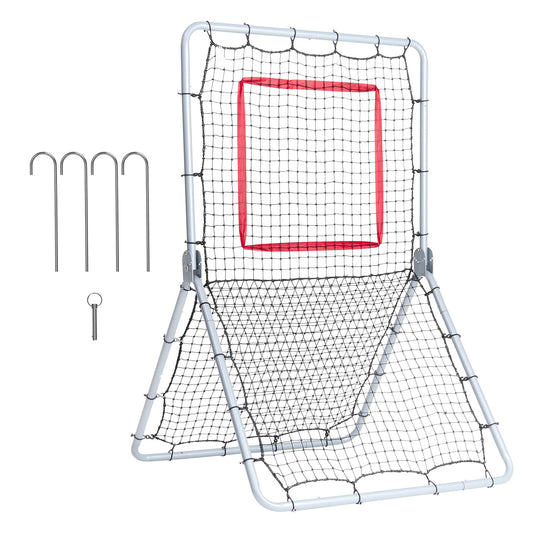 Baseball Rebounder – Softball Trainer – Werpnet – Trainingsnet – Oefennet – Verstelbare Hoeken – Robuust Stalen Frame 3,5x6 ft – UV-bestendig PE Net