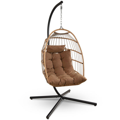 Hangende Ei-stoel – Hangstoel – Schommelstoel – Tuinstoel – Relaxstoel – Met Standaard – Draagvermogen 250 kg – Poedergecoat Stalen Frame