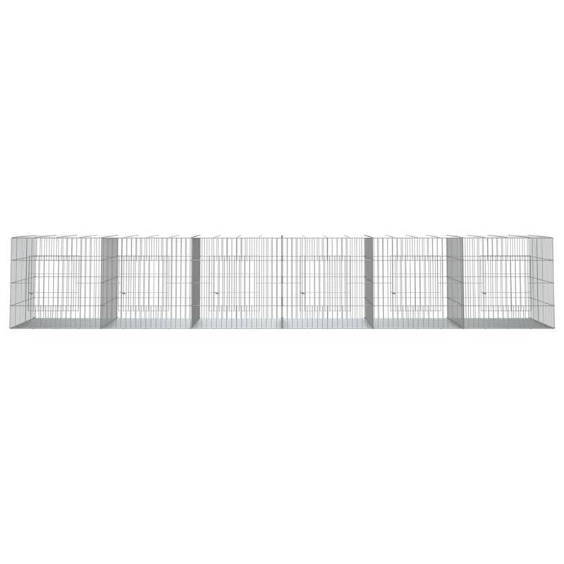 Konijnenhok – Kooien – Dierenverblijf – Ren – Buitenhok – 6 Panelen – Gegalvaniseerd IJzer – Goede Ventilatie – 327x79x54 cm