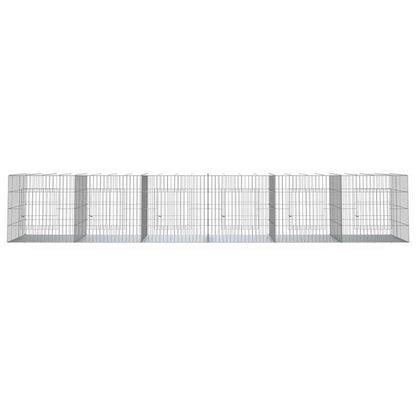 Konijnenhok – Kooien – Dierenverblijf – Ren – Buitenhok – 6 Panelen – Gegalvaniseerd IJzer – Goede Ventilatie – 327x79x54 cm