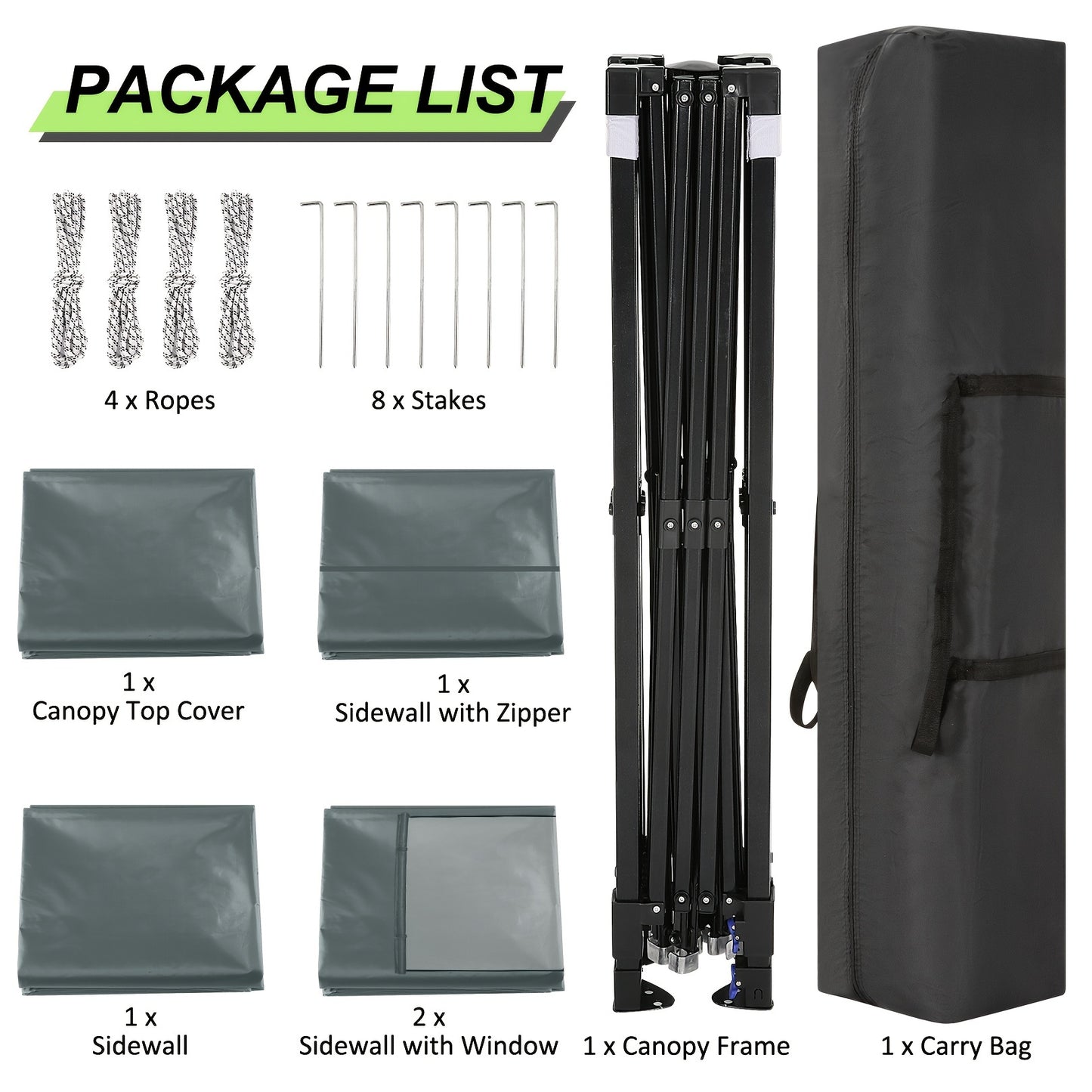 Vouwtent 3x3 Meter – Partytent – Tent – Shelter – Klaptent – Inklapbaar Frame – Vier Zijwanden – Stevig Aluminium – Snel Op Te Zetten
