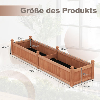Houten Verhoogde Plantenbak – Moestuinbak – Tuinbak – Kruidenbak – Balkonbak – Extra Groot 227 cm – Duurzaam Vurenhout Met Drainage