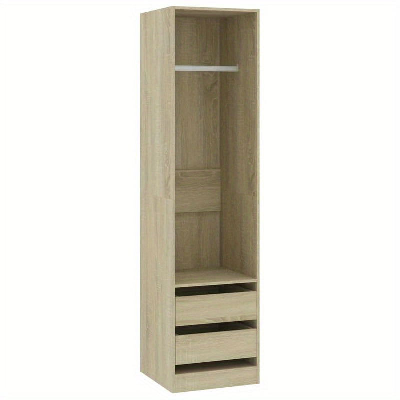Wardrobe with Drawers 50X50X200 Cm Made of Treated Sonoma Oak Wood.