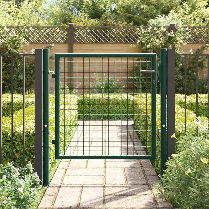 Solid Fence gate steel 100 x 75cm green, Garden Fencing, Outdoor Gate, Modern Fencing, Minimalist Gate, Longlasting Gate, Rustresistant Gate, Metal Fence, Gate Post