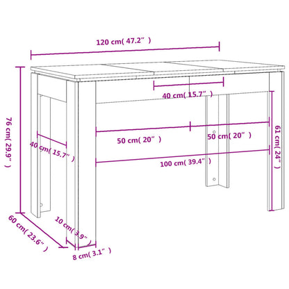 Eettafel – Tafel – Dinertafel – Keukentafel – Witte Eettafel – Modern Design – 120x60 cm – Samengesteld Hout Met Chroom