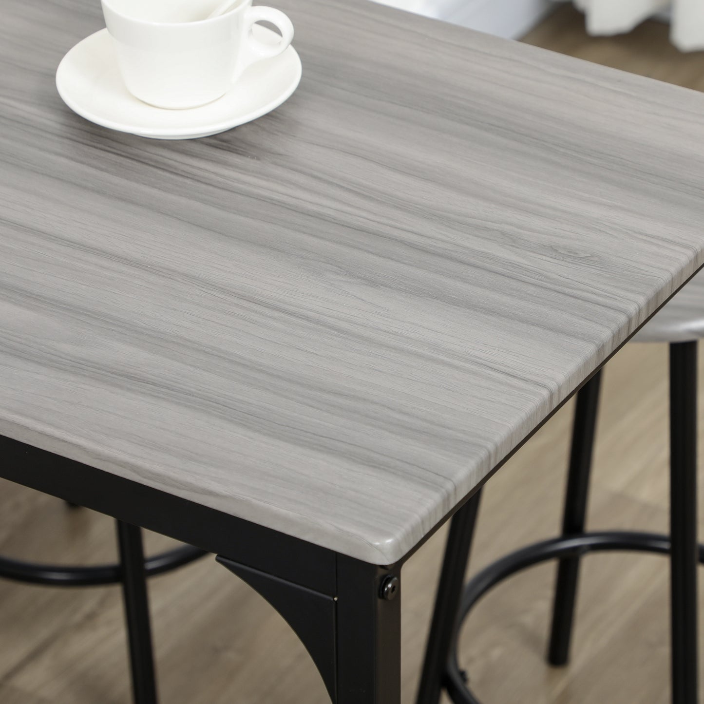 Bartafelset – Barkrukken Set – Bistro Tafel – Hoge Eettafel – Keukentafel – Industrieel Design – Metaal Met Houtlook – 110x50x89,5 cm