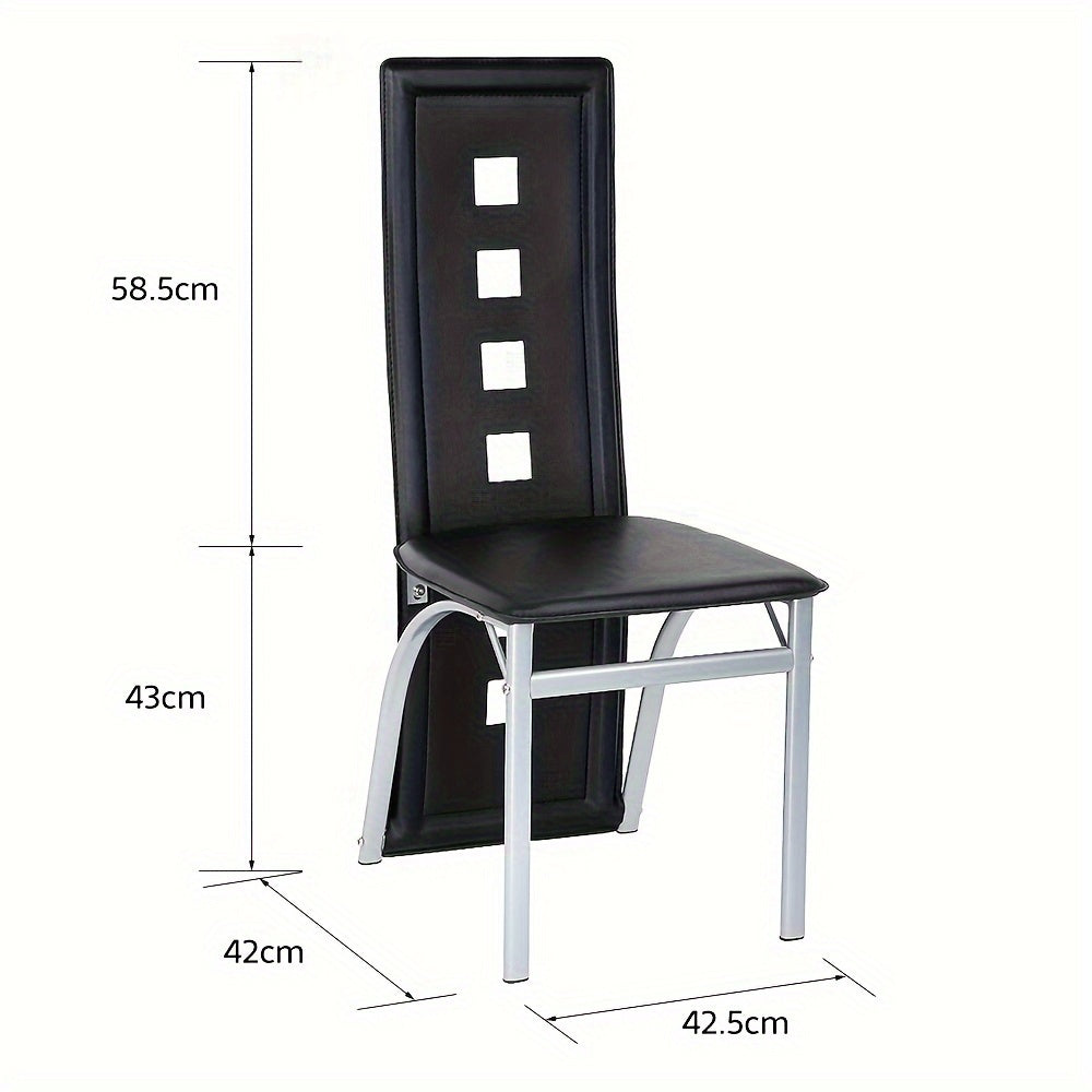 Eetkamerstoelen – Stoelen – Barstoelen – Keukenstoelen – Cafestoelen – Set Van 4 – Hoog Rugleuning – PU Bekleding – Comfortabel & Stevig – Zwart