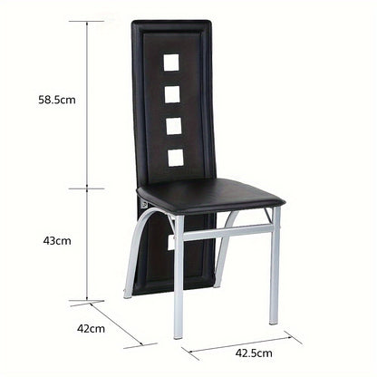 Eetkamerstoelen – Stoelen – Barstoelen – Keukenstoelen – Cafestoelen – Set Van 4 – Hoog Rugleuning – PU Bekleding – Comfortabel & Stevig – Zwart