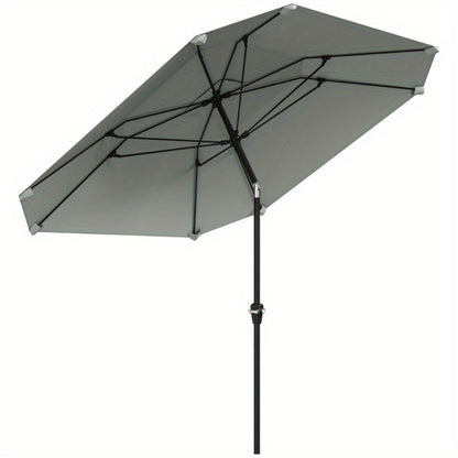 Parasol – Buitenscherm – Zonnescherm – Marktkraamparasol – Balkonparasol – Kantelmechanisme – Ø 233,68 cm – Zwaar Stalen Frame – Weerbestendig Doek – Beige – Zwart Frame