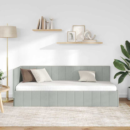 Bedframe – Bedomranding – Slaapbank – Eenpersoonsbed – Ledikant – Fluwelen Hoofdbord – 90x190 cm – Hoogwaardig Plaatmateriaal