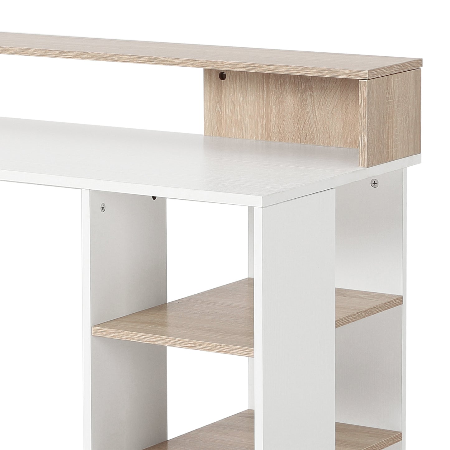 Bureau – Computertafel – Werkplekmeubel – Studieplek – Thuiswerkplek – Beige Eiken – Compact 137x55x92 cm – Hoogwaardig MDF Met Metaal