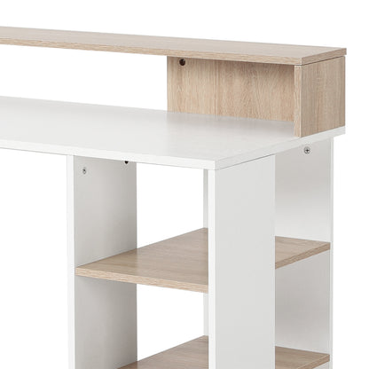 Bureau – Computertafel – Werkplekmeubel – Studieplek – Thuiswerkplek – Beige Eiken – Compact 137x55x92 cm – Hoogwaardig MDF Met Metaal