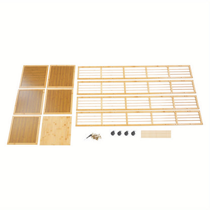 Draaibare Boekenplank – Boekenrek – Boekenkast – Verticale Opberger – Vrijstaande Plank – Bamboe Materiaal – 360° Draaibaar – 6-Lagen Ruimtebesparend Design – Natuurlijk Houtkleur