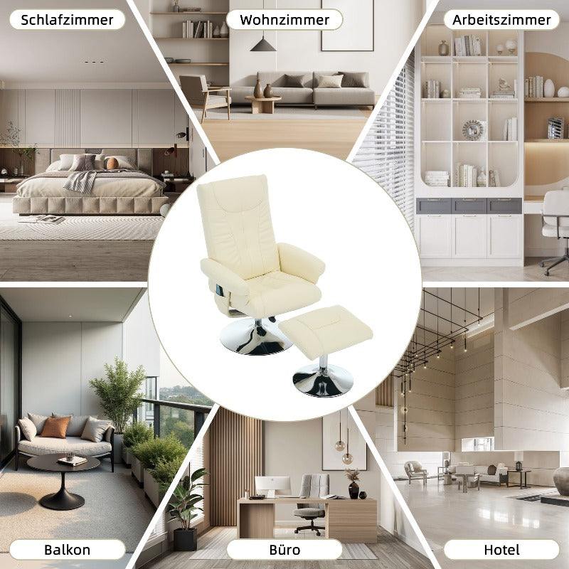 Recliner Chair with Massage & Heat - 360° Swivel Power Lift, Beige PU Leather, No Electricity Needed, Adjustable Height, Ergonomic Design for Living Room, Home Office, Bedroom - Comfortable Relaxation Chair, Recliner Chair f