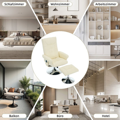 Recliner Chair with Massage & Heat - 360° Swivel Power Lift, Beige PU Leather, No Electricity Needed, Adjustable Height, Ergonomic Design for Living Room, Home Office, Bedroom - Comfortable Relaxation Chair, Recliner Chair f