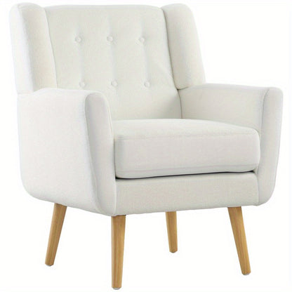 Loungezetel – Fauteuil – Loungestoel – Relaxstoel – Zetel – Teddyfleece Bekleding – Robuuste Houten Poten – Hoog Zitcomfort