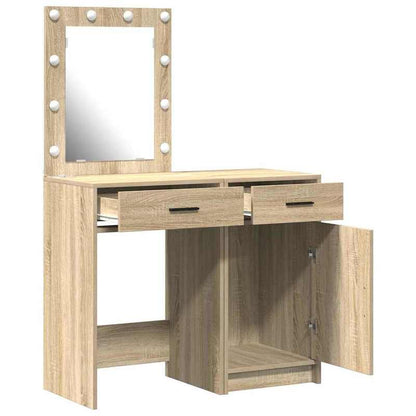 Damming Table with Door 2pcs Brown 50 X 41 X 135Cm Wood Material Crafted from High-Quality Engineered Wood, This Makeup Table Is Both Functional And Practical., Home Organization, Dressing Table, Stylish Dresser, Modern Vanit