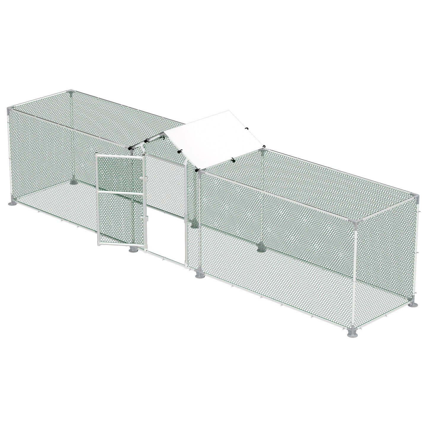 LZQ 4x1m/5x1m Metal Chicken Coop with Sunshade, Door & Latch - Sturdy Rust-Resistant Iron Frame, Half-Enclosure Design for Garden Birds, Ducks, Small Animals - No Electricity Needed, Chicken Coop Accessories, Durable Construc