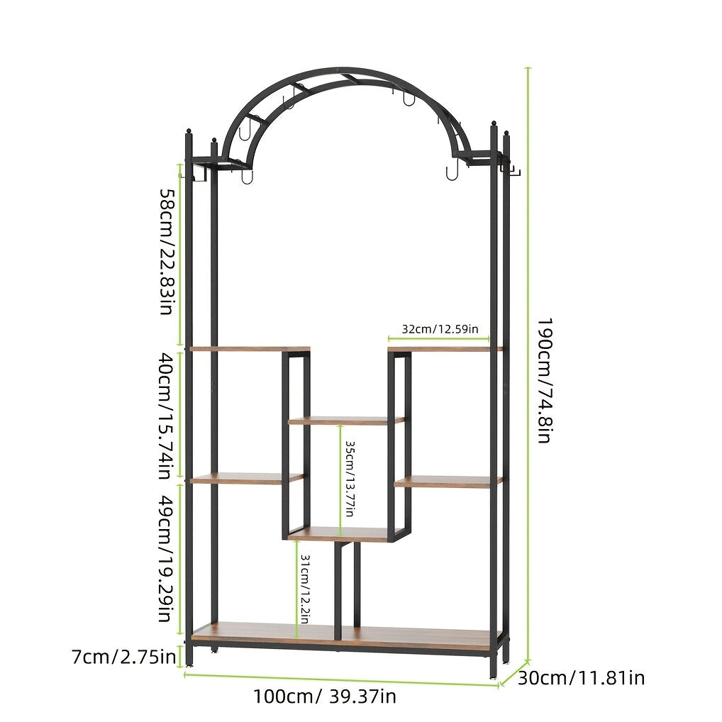 Plantenstandaard – Plantentafel – Bloemenrek – Plantenrek – Plantenkast – Zwart Metalen Frame – 5 Lagen Met Ophanghaken