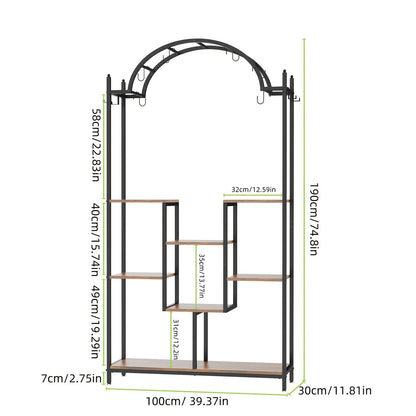 Plantenstandaard – Plantentafel – Bloemenrek – Plantenrek – Plantenkast – Zwart Metalen Frame – 5 Lagen Met Ophanghaken