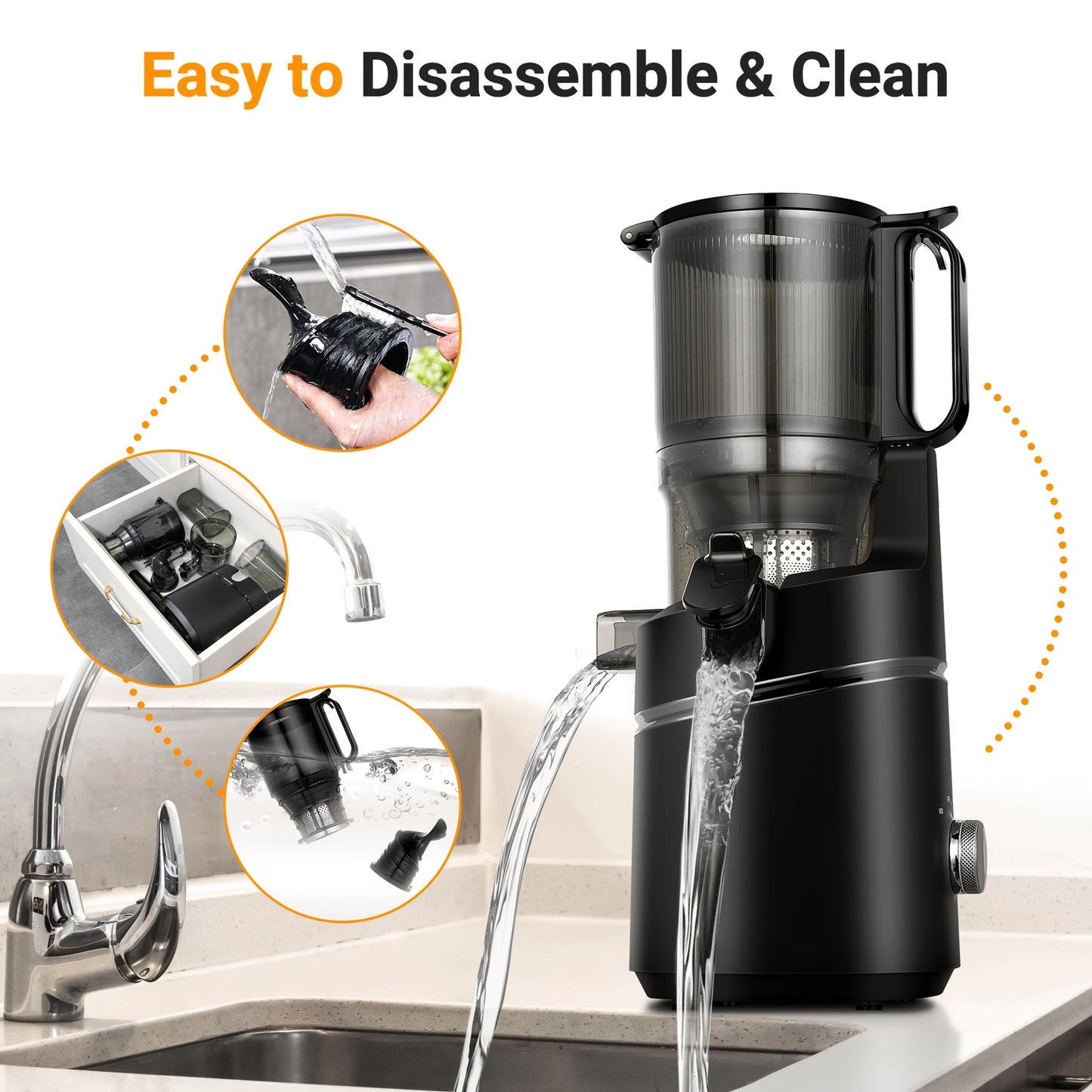 Slowjuicer – Sapmaker – Juicer – Sapcentrifuge - Sappentap – Groentesapmachine – 1,8 Liter Inhoud – 250 Watt Motor - Zilver