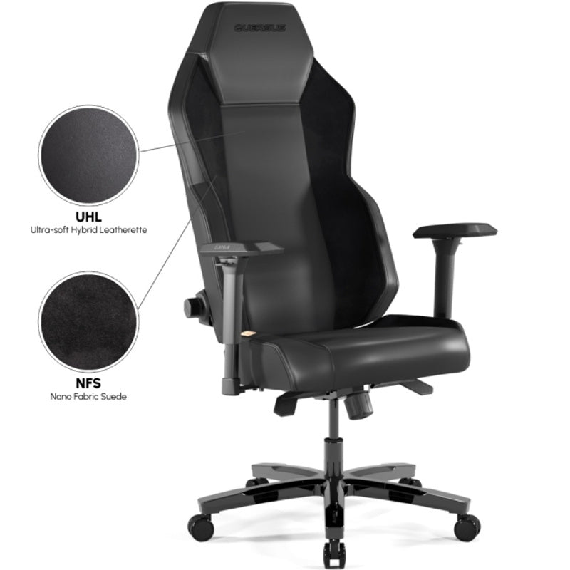 360° Draaibare Ergonomische Bureaustoel VAOS‑3 2 Diamond Black – Verstelbare Zithoogte, 4D Armleuningen & Luxe Materialen