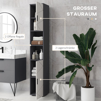Badkamerskast – Badkamermeubel – Opbergkast – Toiletkast – Douchekast – Donkergrijs – Verstelbare Planken – Hoogwaardig Spaanplaat