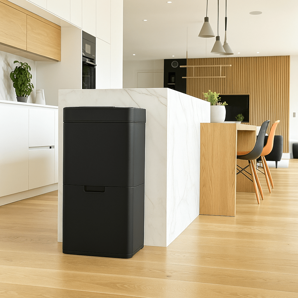 Automatische Afvalbak – Prullenbak – Vuilnisbak – Afvalcontainer – Afvalsorteerder – 75 Liter Capaciteit – Contactloze Infrarood Sensor – RVS Zwart Mat