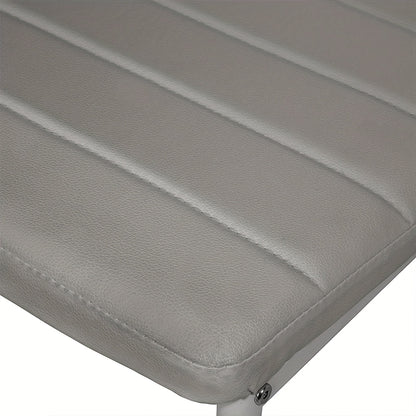 Set van 6 Eetkamerstoelen – Grijs Kunstleer met Stevige Metalen Poten – Moderne en Comfortabele Stoelen voor Keuken of Eetkamer