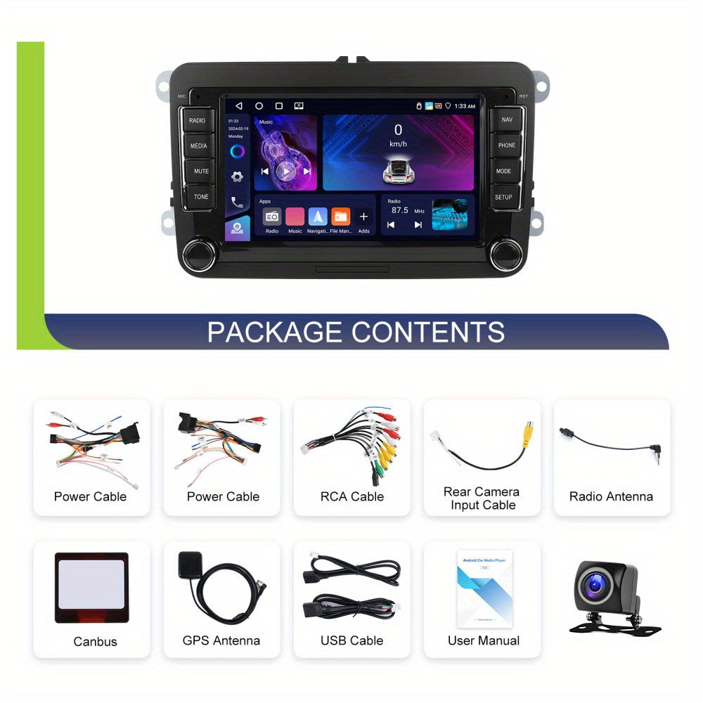 Android Carplay Autoradio – Android Car Radio – Auto Multimediaplayer – Auto Navigatiesysteem – Android Infotainment Systeem – 7 Inch HD Touchscreen – Draadloze Carplay & GPS Navigatie
