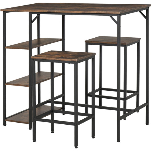 Barset – Keukentafelset – Barkrukken Set – Eethoek Meubel – Bistro Set – Spaanplaat & Staal – Compact 109x60x100 cm – Industrieel Design